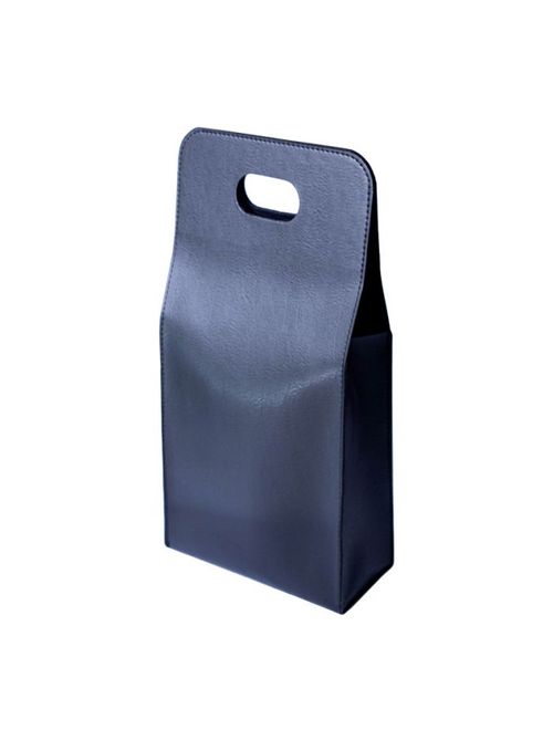 Porta Garrafa para 2 Garrafas Couro Sintético Preto