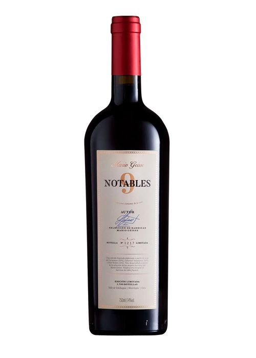 Vinho Mario Geisse 9 Notables Seleção de Barricas 2019 Tinto Chile 750ml