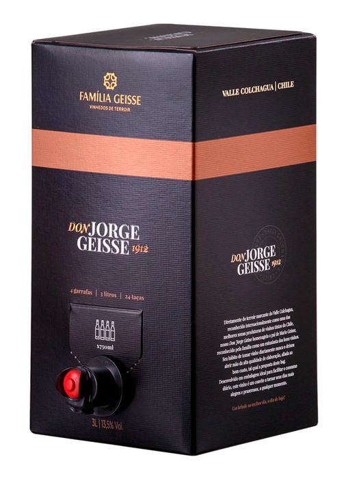 Vinho Mario Geisse Don Jorge Blend Bag in Box 2018 Tinto Chile 3000ml