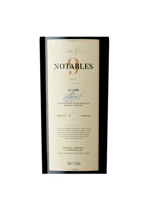 Vinho Mario Geisse 9 Notables Seleção de Barricas 2019 Tinto Chile 750ml