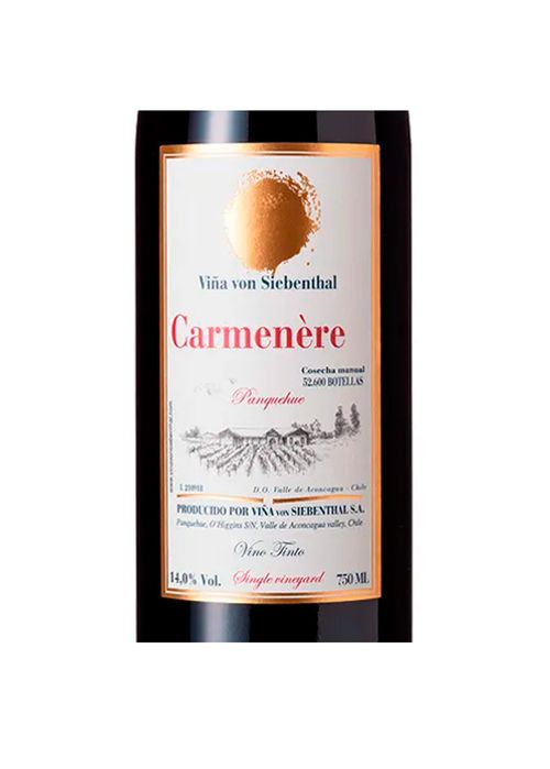 Vinho Von Siebenthal Gran Reserva Carménère Panquehue 2018 Tinto Chile 750ml