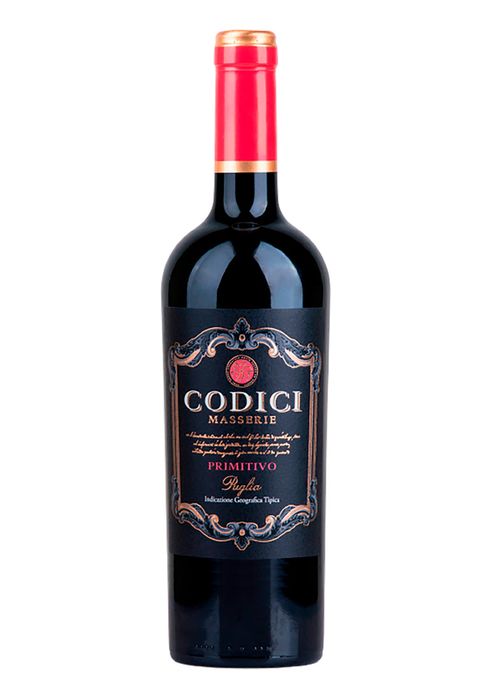 Vinho Primitivo Puglia Codici Masserie 2023 Tinto Itália 750ml