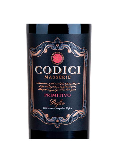 Vinho Primitivo Puglia Codici Masserie 2023 Tinto Itália 750ml