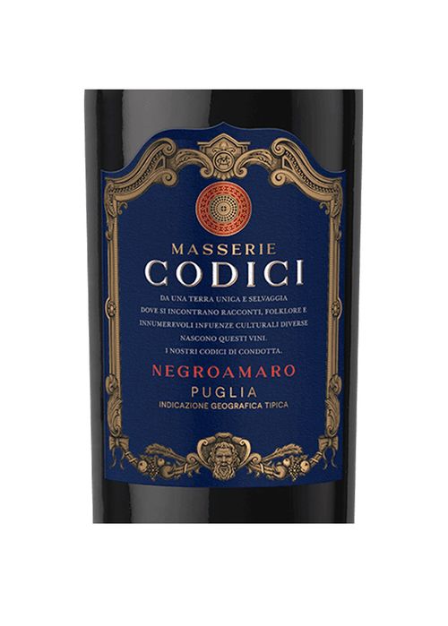 Vinho Negroamaro di Puglia Codici Masserie 2023 Tinto Itália 750ml